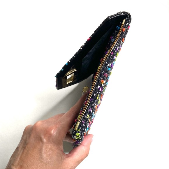 Diane Von Furstenburg Agent Karlie Confetti Tweed Zip On Clutch - Picture 7 of 15